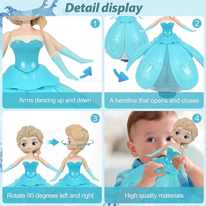 Rotating Ice Princess Dancing Robot Toy with lights, music & interactive fun