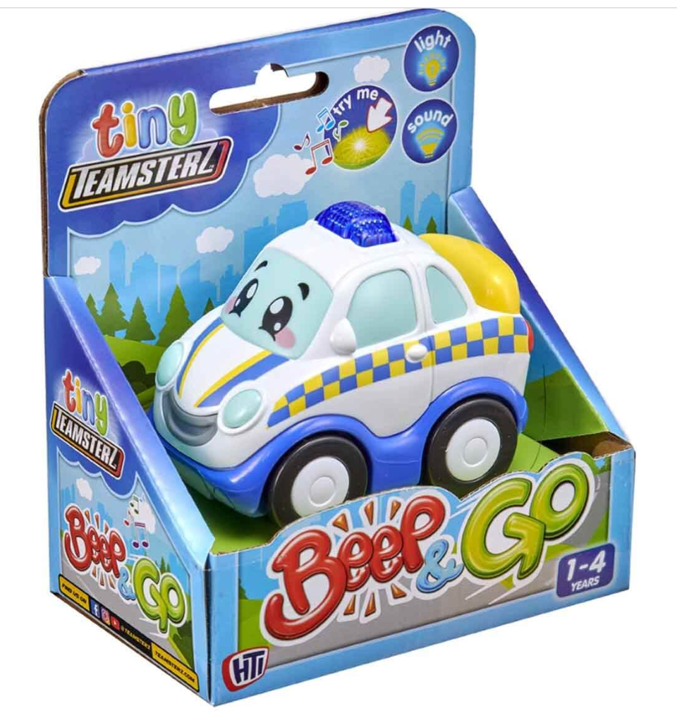 Tiny Teamsterz Beep &amp; Go | Push Along Toy Vehicles for Toddlers | Light &amp; Sound Cars | 9 Assorted Designs