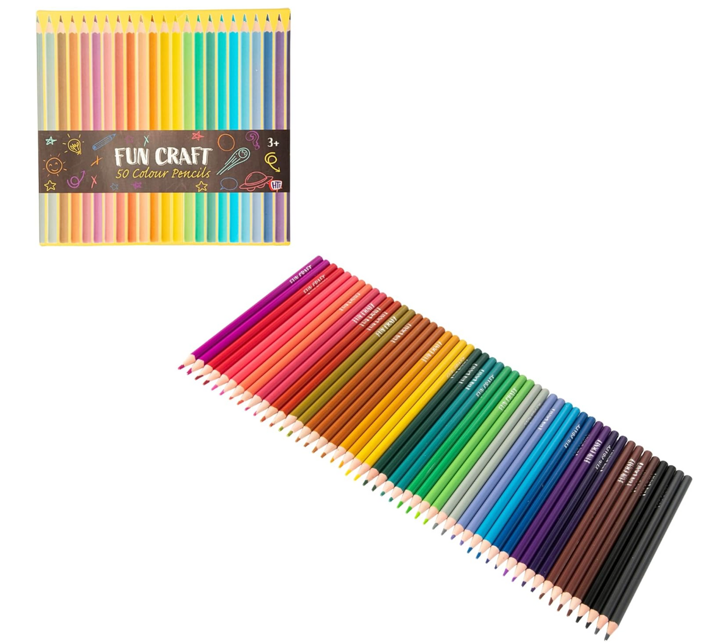 Fun Craft 50 Colour Plastic Pencils