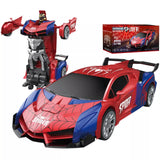 Unclejay's Spider Man Warrior Far From Home Transforming Car Toys with Eye & Underbody Lights, 360°Rotation Robot Toy