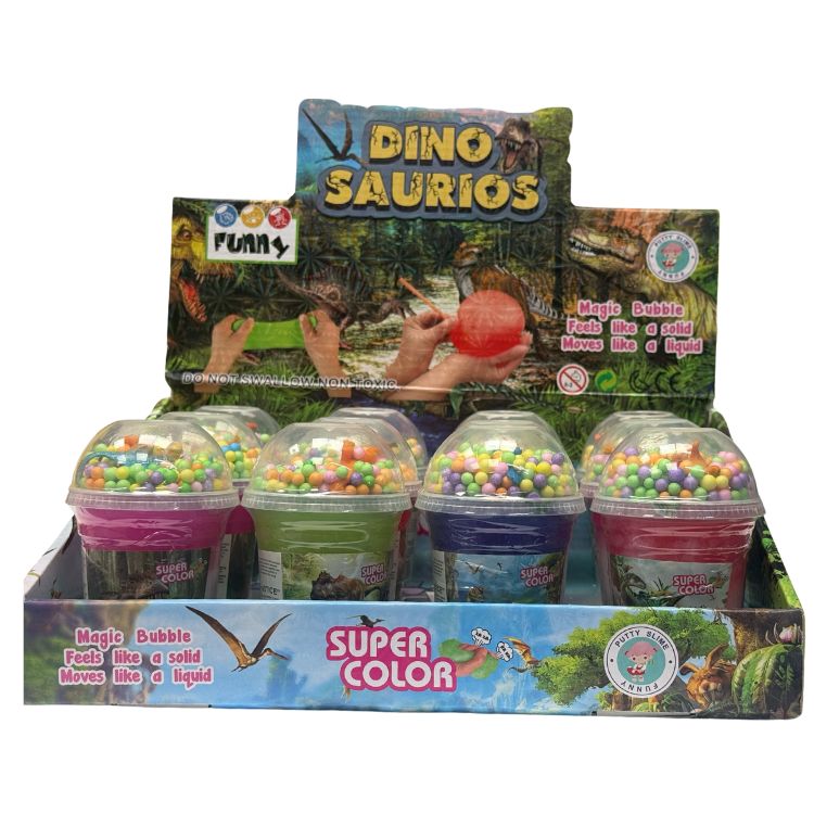 Super Slime with Toy! Dino Saurios Fun – Squishy Dino Surprise Set of 4
