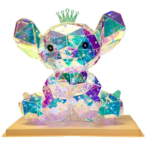 Illuminated Crystal Geometric Koala Figurine with Crown and LED Lighting USB-Powered (33CM)