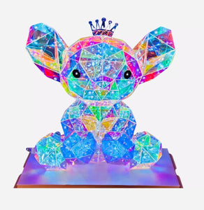 Illuminated Crystal Geometric Koala Figurine with Crown and LED Lighting USB-Powered (33CM)