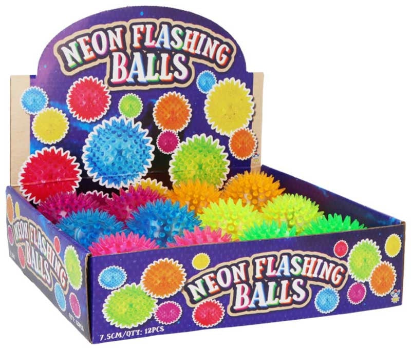 Ball Spikey With Light 7.5cm 6 Assorted Cols