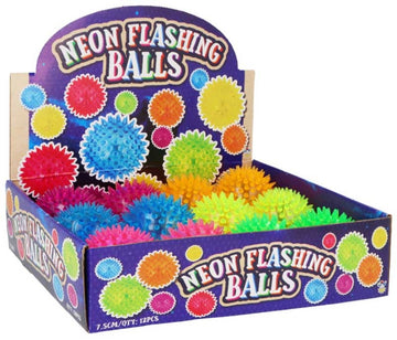 Ball Spikey With Light 7.5cm 6 Assorted Cols