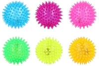 Ball Spikey With Light 7.5cm 6 Assorted Cols