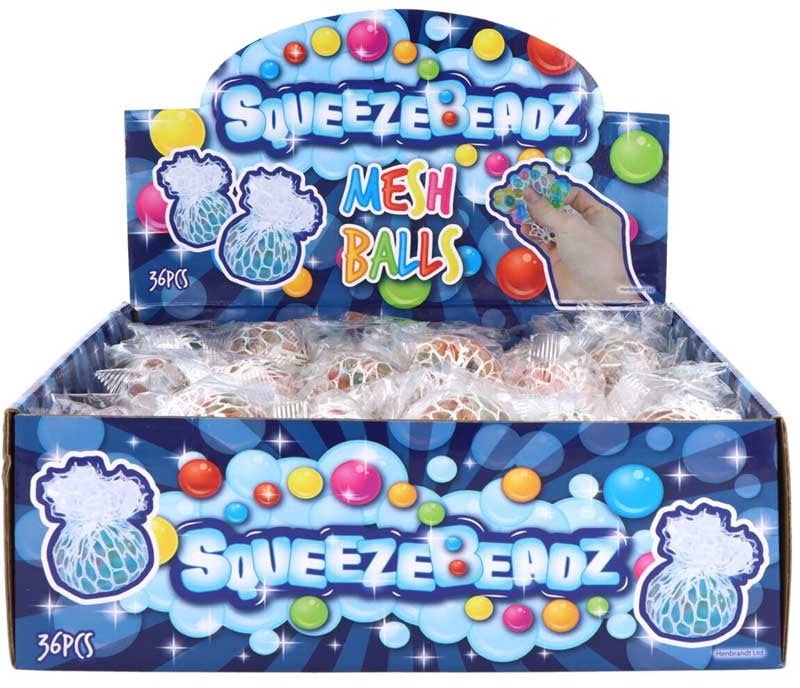 Ball W/mesh And Beads Squeeze 4.5cm Assorted