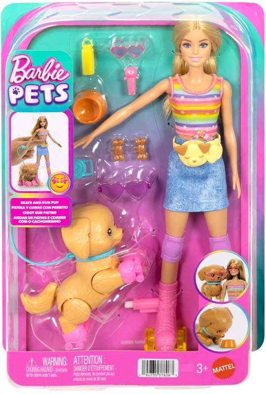 Barbie Family & Friends Roller Skating Doll & Pet Pal - Blon