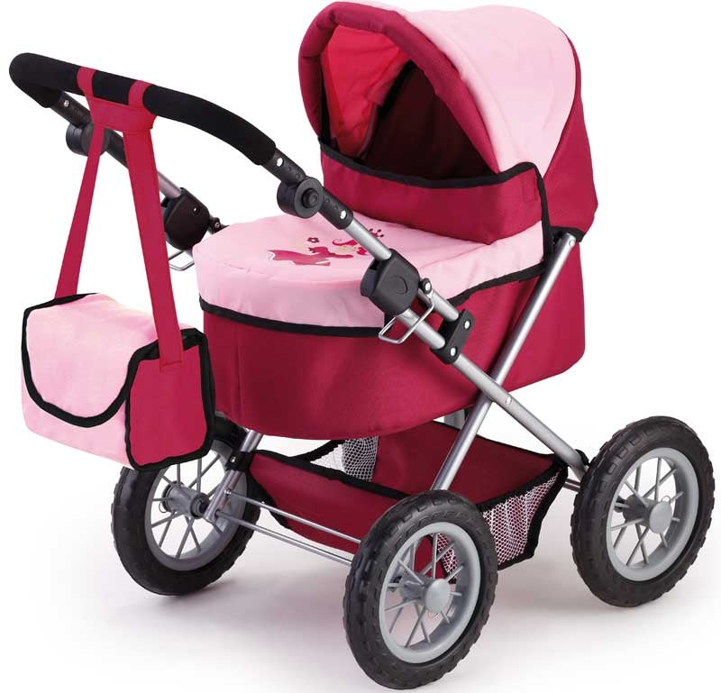 Bayer Design Dolls Pram Trendy - Pink And Red