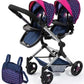 Bayer Design Dolls Pram Twin Neo - Blue And Dark Pink