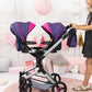 Bayer Design Dolls Pram Twin Neo - Blue And Dark Pink