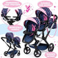 Bayer Design Dolls Pram Twin Xeo - Blue And Pink