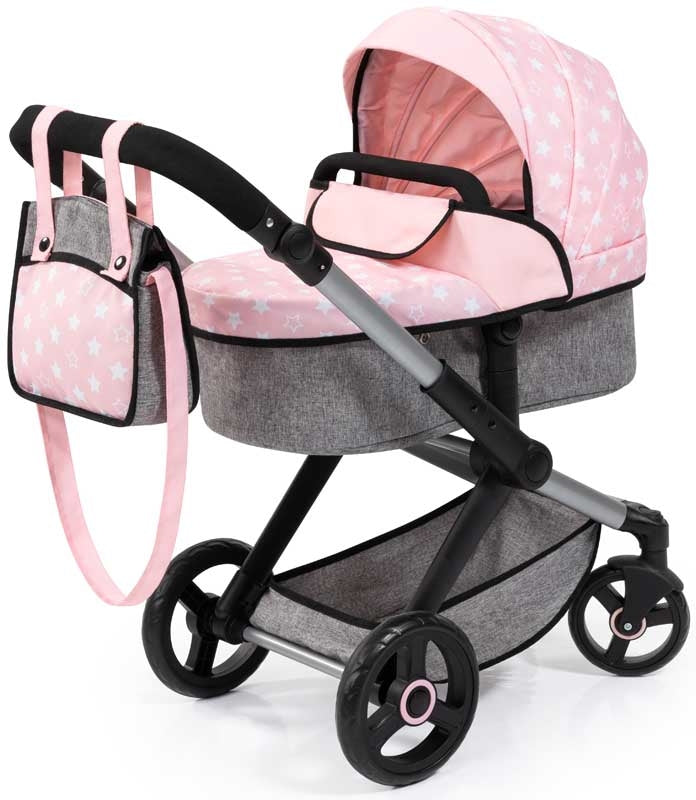 Bayer Design Dolls Pram Xeo - Pink And Grey