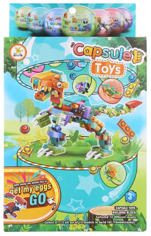 Blocks Dinosaurs Kit In Capsule 6.5cm Assorted