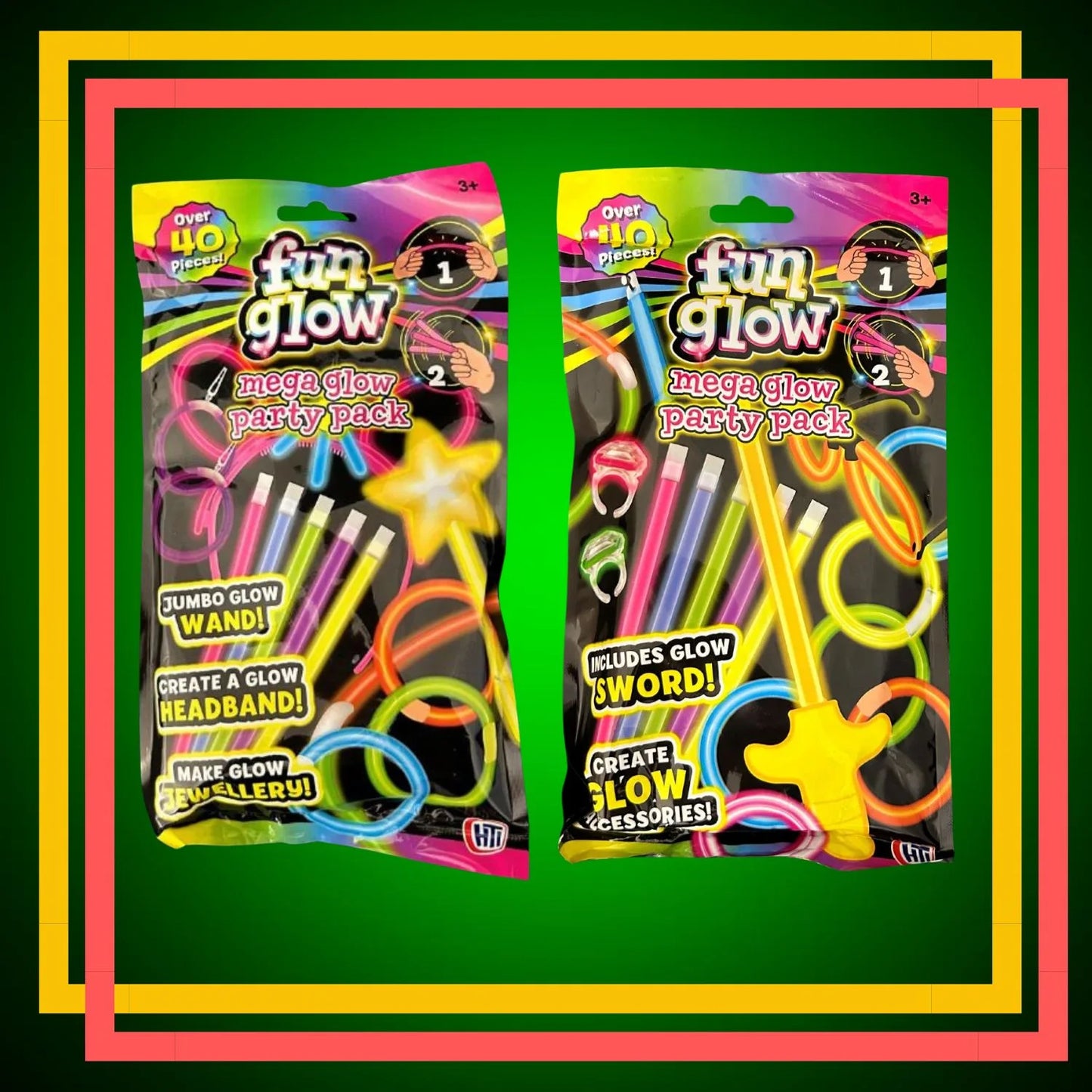 GLOW STICK MEGA PARTY PACK - 40 PIECE SET - LIGHT UP THE NIGHT!