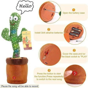 Cactus Talking Toy Dancing Cactus Repeats What You Say,Electronic Plush Toy with Lighting,Singing Cactus,Singing Cactus Toy