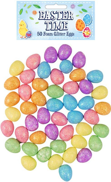 Easter Kit Foam Eggs Glitter Assorted Cols 1.8cm