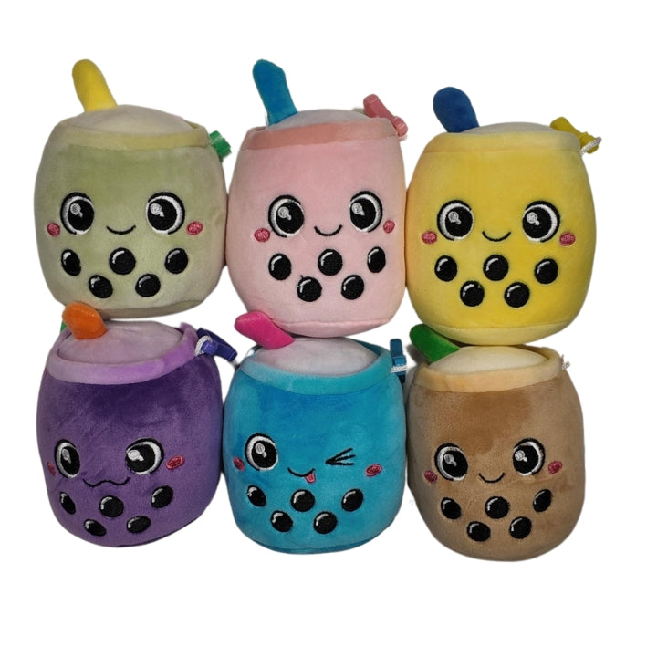 12cm Bubble Tea Plush Keychains - Yellow, Pink, Green, Purple, Blue, Brown Fun