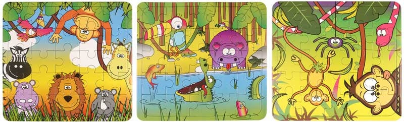 Fun Toys Jigsaw Puzzle Jungle 13cm x 12cm 3 Assorted
