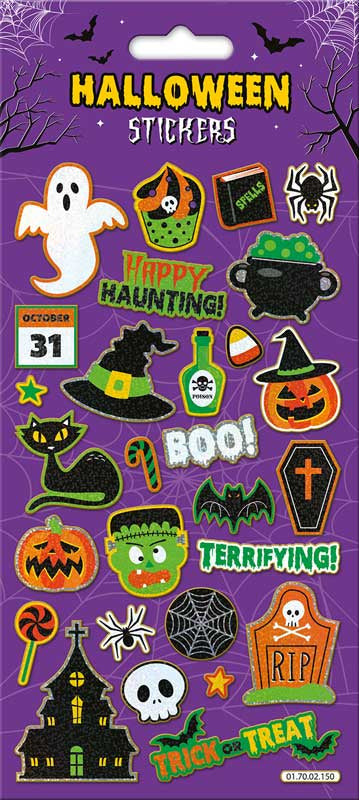 Happy Haunting (purple) Large Foil Stickers