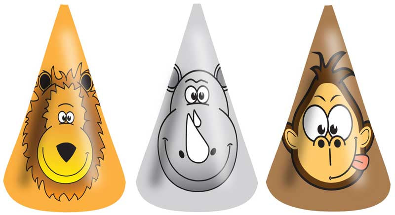 144-hat-cones-jungle-16-5cm-6-assorted