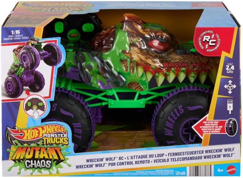 Hot Wheels Monster Trucks 1:15 Mutant Chaos Wreckin Wolf RC