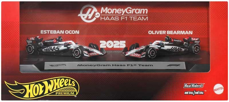 Hot Wheels Premium Formula 1 2 - Pack: Moneygram Haas f1 Tea