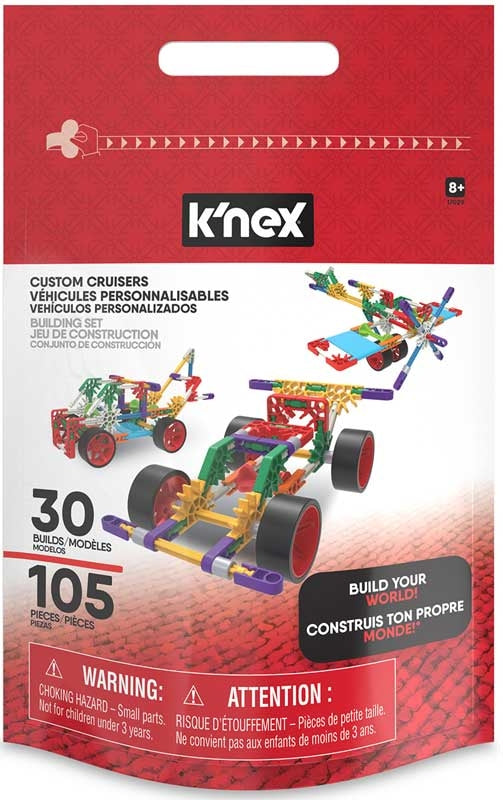 Knex Custom Cruisers 100 Pc - 30 Model Set With Bag