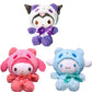 "Discover adorable Kuromi Melody Transformed Panda Sheep Plush Toys by Sanrio for Kids!"