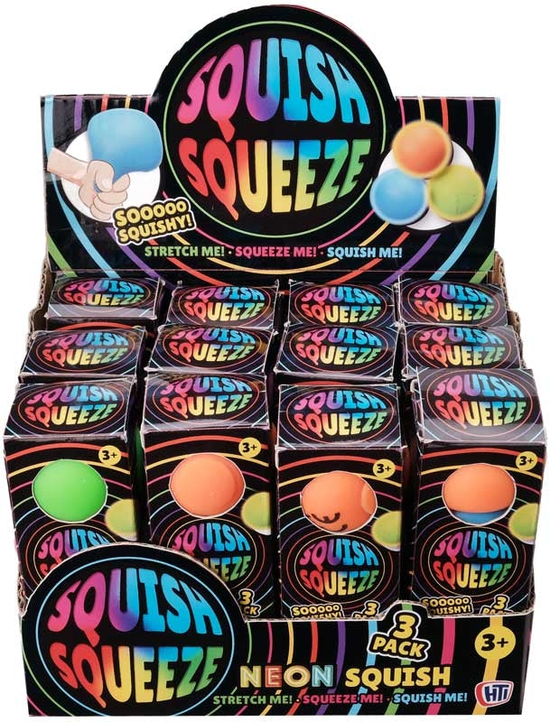 Neon Super Squish Balls 3 Pack Assorted