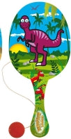 Paddle Bat/ball Dinosaur Wooden 22cm Assorted