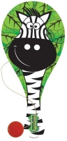 Paddle Bat/ball Jungle Wooden 22cm Assorted