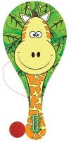 Paddle Bat/ball Jungle Wooden 22cm Assorted