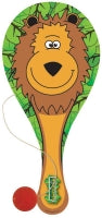 Paddle Bat/ball Jungle Wooden 22cm Assorted