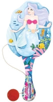 Paddle Bat/ball Mermaids Wooden 22cm Assorted