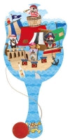 Paddle Bat/ball Pirate Wooden 22cm Assorted