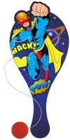 Paddle Bat/ball Super Hero Wooden 22cm Assorted