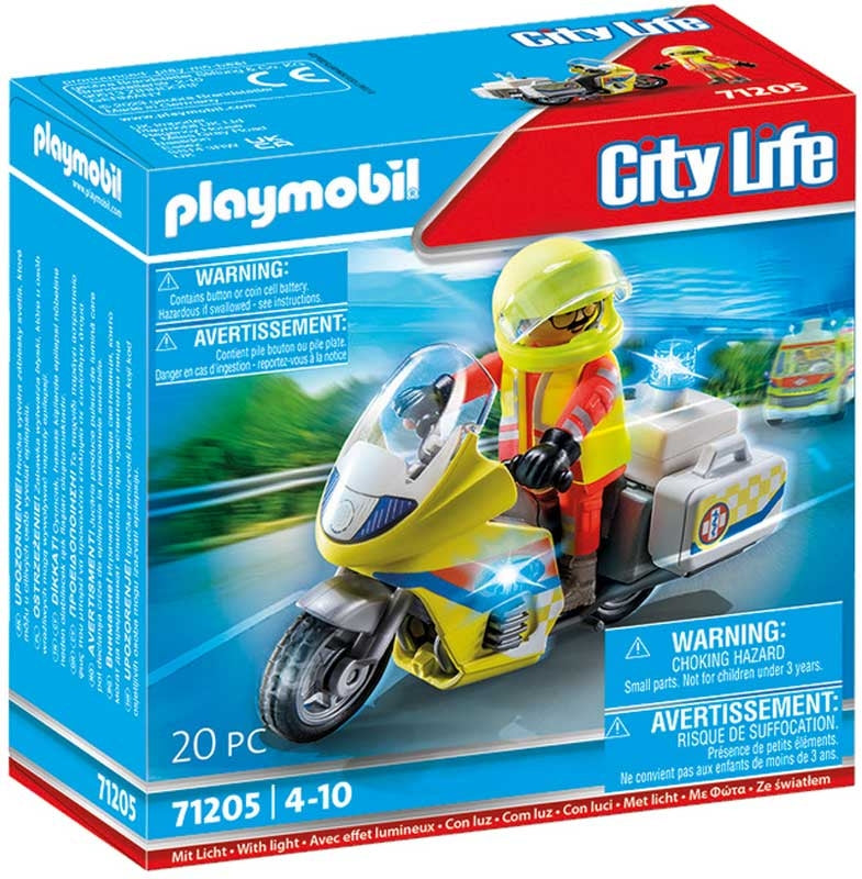 Playmobil City Life Emergency Motorcycle With Flashing Light