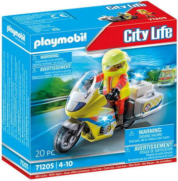 Playmobil City Life Emergency Motorcycle With Flashing Light