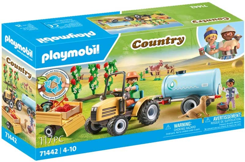 Playmobil Country: Tractor With Trailer And Water Tank