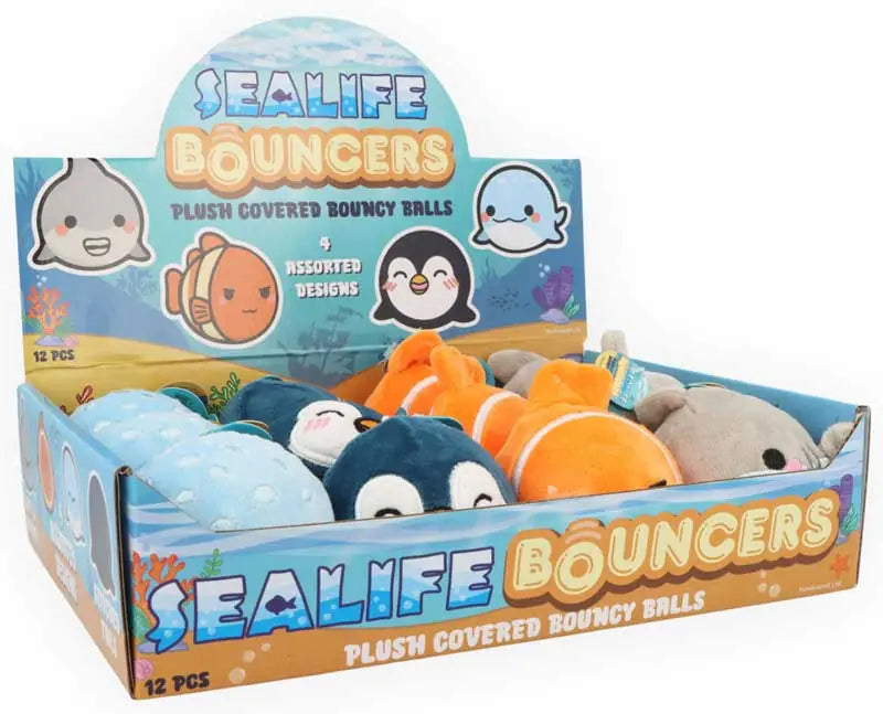Plush Bouncy Ball Sealife 6.8cm Assorted
