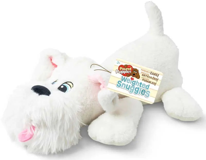 Pound Puppies Weighted Snuggles Plush - White With Fluffy Be