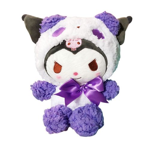 "Discover adorable Kuromi Melody Transformed Panda Sheep Plush Toys by Sanrio for Kids!"