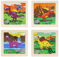 Jigsaw Puzzle Wooden Dinosaur 11 Cm 4 Assorted