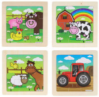 Jigsaw Puzzle Wooden Farm 11 Cm 4 Assorted