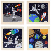 Jigsaw Puzzle Wooden Space 11 Cm 4 Assorted