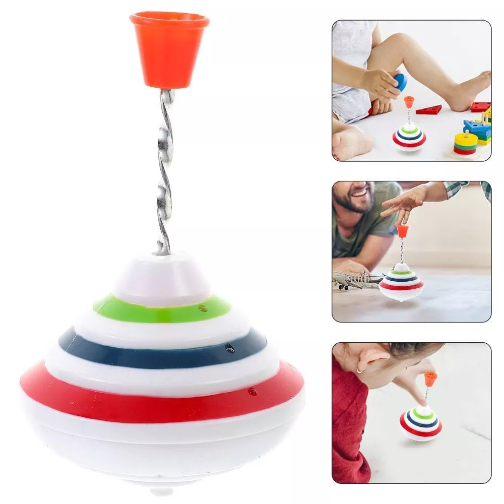 Manual Press Light Up Spinning Top 4x4 Inch - Fun Party Favor for Kids