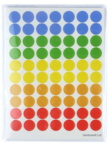 Stickers Dots 10 Sheet Assorted Colours