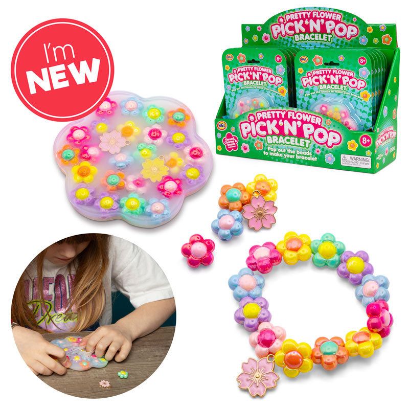 Pick N Pop Bracelets - Love Heart, Happy Smiling, Pretty Flower, Honeybee Fun for Kids