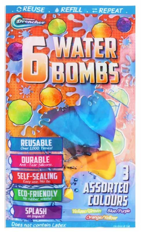 Water Bombs Reusable Silicon 6 Pcs Assorted